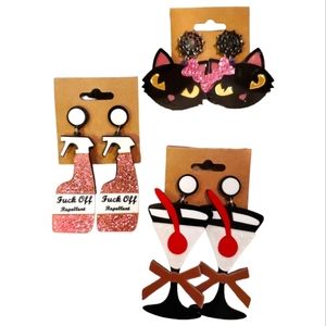 BUNDLE OVERSIZED ACRYLIC GIRLS NIGHT OUT RAVE CLUB EARRINGS